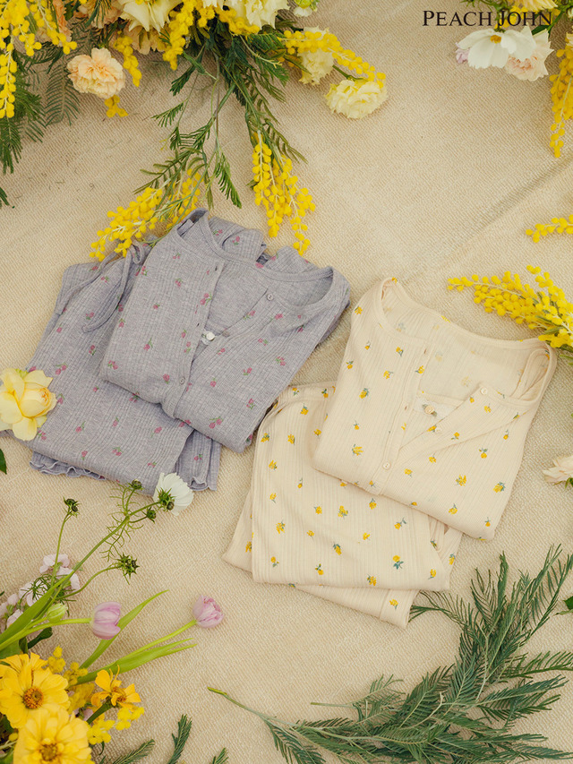 コットン混リブパジャマ３点セット