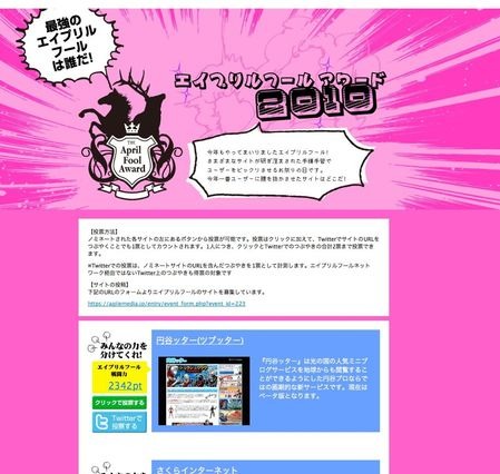 今年のエイプリルフールサイトで最も人気を集めたのは？ 画像