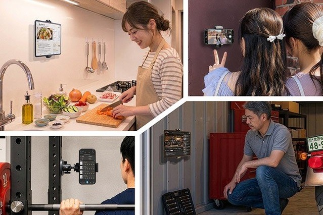 ハクバ、耐荷重30kgの磁石で固定するスマホ・タブレットホルダー発売 画像