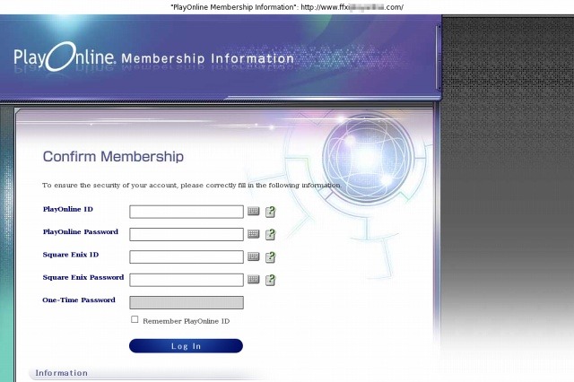 スクウェア・エニックス「PlayOnline」を騙るフィッシングサイト出現、現在も稼働中で要注意 画像