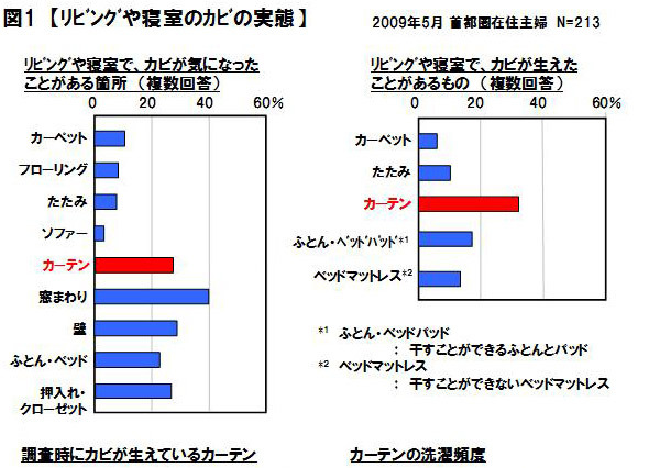 約3割が「リビングや寝室のカーテンにカビ」の経験あり 画像