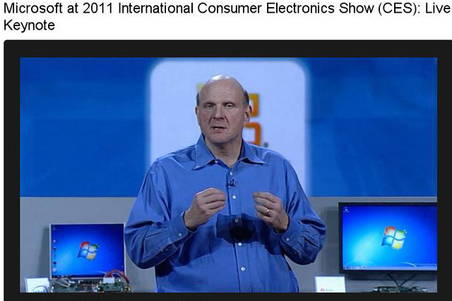 【CES 2011】米マイクロソフト、基調講演でARMアーキテクチャー対応の次期Windowsをデモ 画像