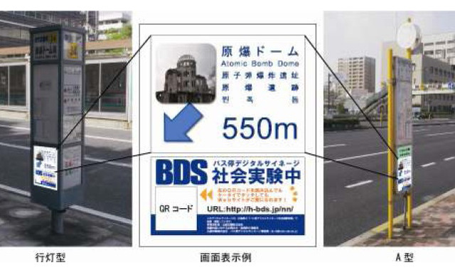凸版印刷、広島県でバス停を使ったデジタルサイネージ実験 画像