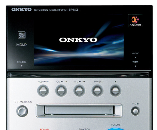 オンキヨー、80GバイトHDD搭載のCD/MDチューナーアンプ「BR-NX8」 画像