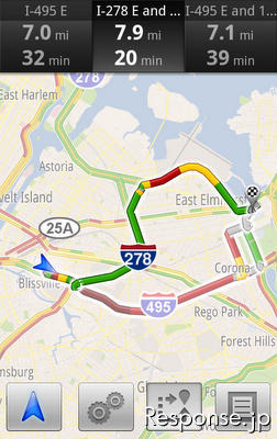 『Google Maps Navigation』のルート案内が渋滞考慮 画像
