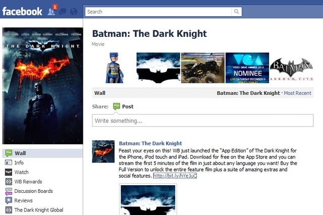 米ワーナー、Facebook上で映画販売・レンタルサービス開始 画像