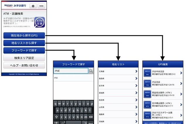 みずほ銀とドコモ、スマートフォン向けAR店舗ナビアプリを共同開発 画像