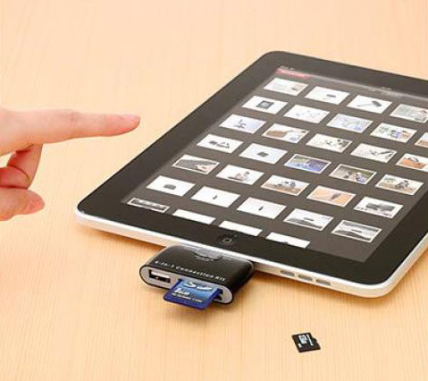 iPad/iPad 2対応のUSBポート付属のSD/microSDカードリーダー 画像