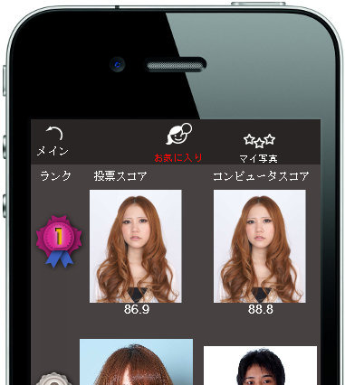 世界中のユーザーと美しさを競い合える美人度／イケメン度判定アプリ 画像