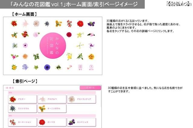 360度くるくる回せる花図鑑アプリ、ドコモのAndroidに限定公開 画像