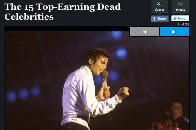 “死してなお稼ぐ”逝去者長者番付1位はM・ジャクソン、アインシュタインも上位に 画像