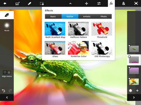 【MWC 2012(Vol.20)】iPad向けのフォトレタッチアプリ「Photoshop Touch」アドビが発表 画像