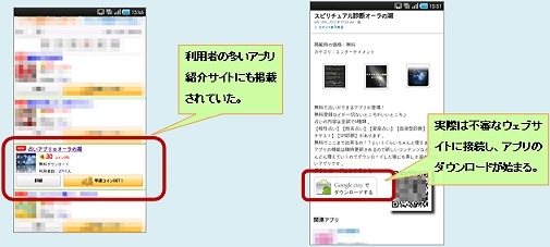 IPA、Androidを標的とした不審アプリ「占いアプリオーラの湖」の詳細手口を解説 画像