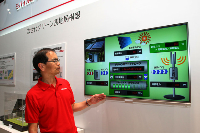 【Wireless Japan 2012】将来は基地局が広域で電力連携!NTTドコモがグリーン基地局を展示デモ 画像