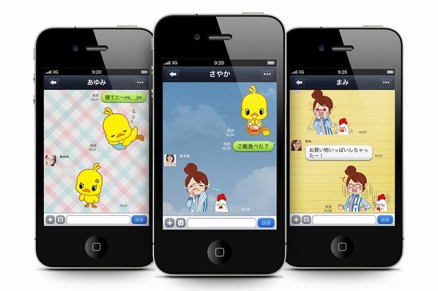 LINE、企業によるスポンサードスタンプを提供開始……第一弾はチキンラーメンとローソン 画像