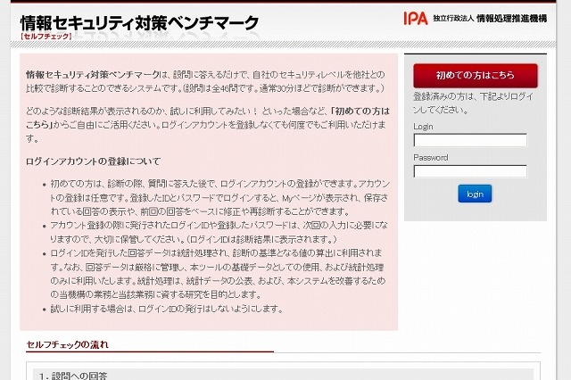 IPA、企業が自己診断できる「情報セキュリティ対策ベンチマーク」バージョン4.1公開 画像