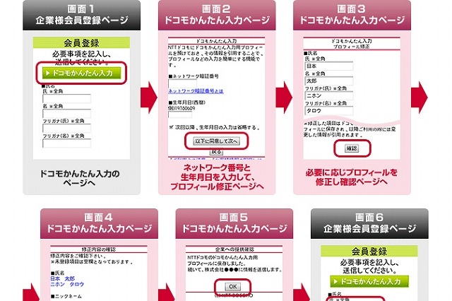 ドコモ、顧客の情報入力を補助する「ドコモかんたん入力」をモバイルサイト事業者向けに提供 画像