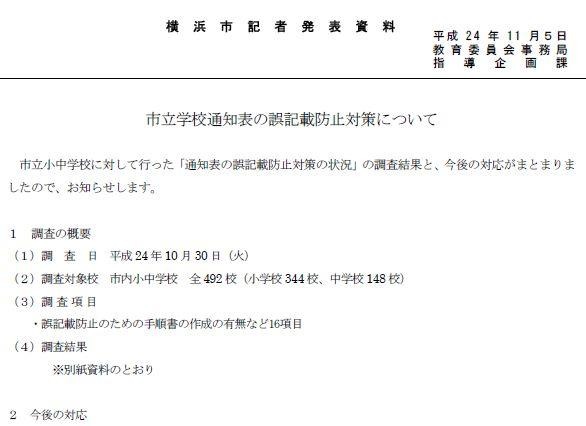 横浜市教委、保護者らによる通知表の事前確認要請を撤回する方針 画像