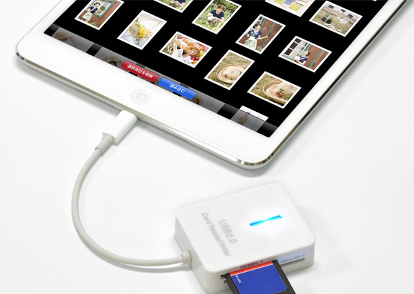 第4世代iPad・iPad mini用カードリーダー、SD・MSなど5種のカードに対応 画像