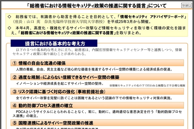 総務省、「情報セキュリティ政策の推進に関する提言」を公表 画像