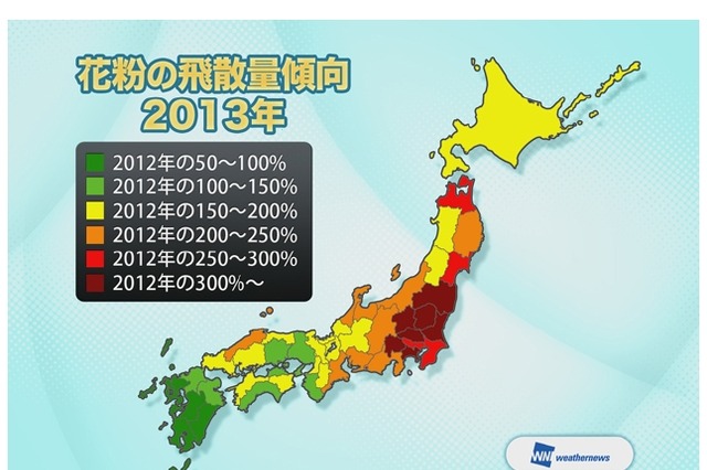 今年の花粉、昨年より約一週間早くシーズン終了……全国平均で昨年の約1.7倍が飛散 画像