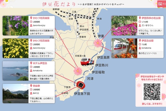 NTTと伊豆急グループ、観光客を支援するO2Oサービス「伊豆花だより」開始 画像