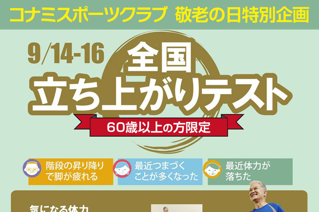 コナミスポーツ&ライフ、敬老の日に合わせて無料のシニア体力測定実施 画像