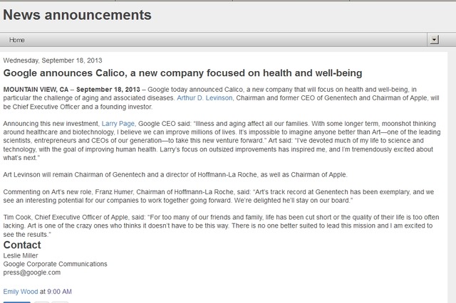グーグル、健康関連事業を手掛ける新会社「Calico」を設立 画像