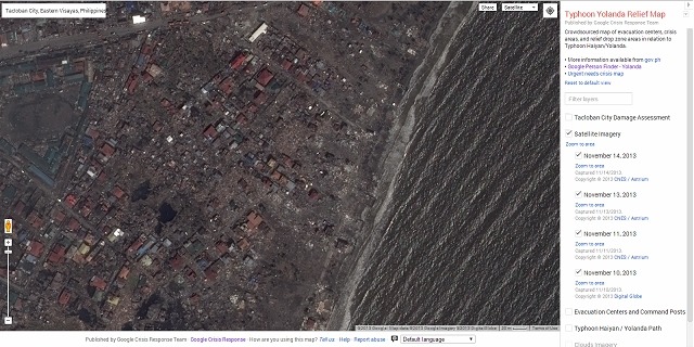 傷あと大きいフィリピン台風、グーグルが衛星写真を公開 画像