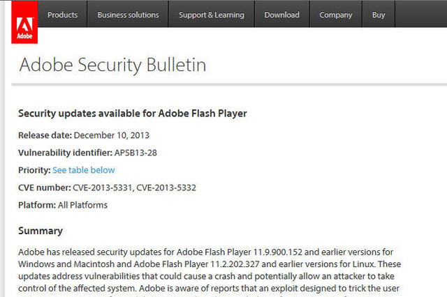 「Adobe Flash Player」に複数の脆弱性　アップデート 画像