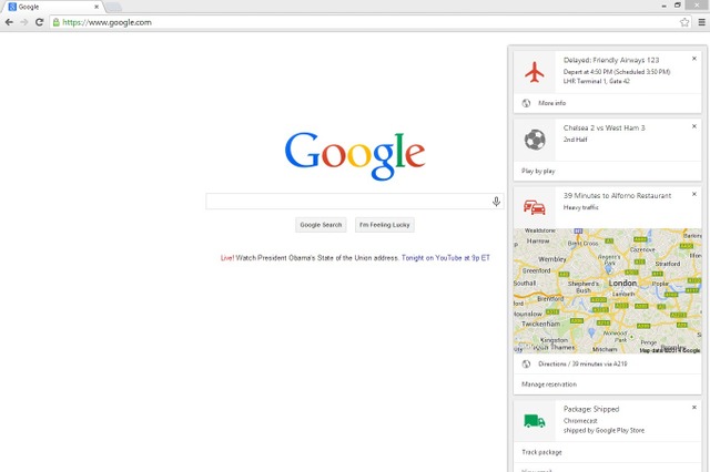 Google Nowがデスクトップ版Chromeで使用可能に 画像