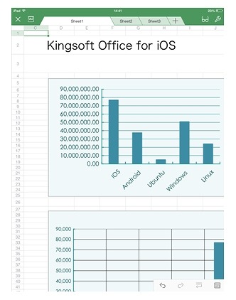 KINGSOFT Office for iOS、表計算ファイルの新規作成・編集・保存に対応 画像