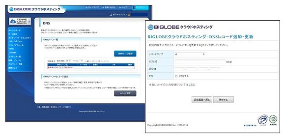 BIGLOBEクラウドホスティング、保有ドメインのDNS登録機能を追加 画像