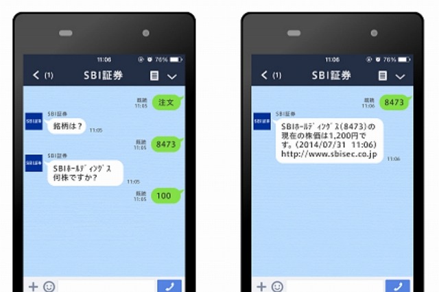 SBI証券、「LINEからの株式発注」を可能に 画像