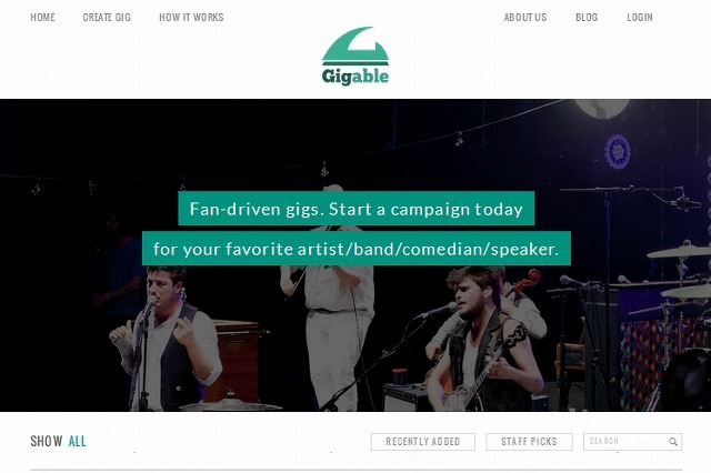 米国のイベント専用クラウドファンド「Gigable」、日本でベータテスト開始 画像