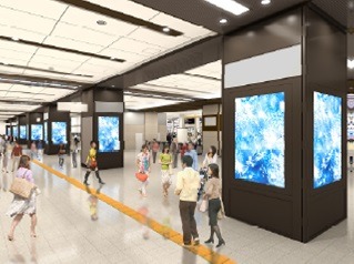 阪急梅田駅、4K対応84インチのデジタルサイネージを24面新設 画像