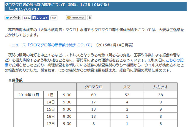 あのマグロ水槽、今は3匹に！大量死続く葛西臨海水族園が現状報告 画像