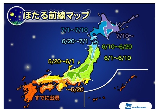 今年のホタル、九州・四国はすでに出現中……本州は5月下旬～6月中旬にピーク 画像