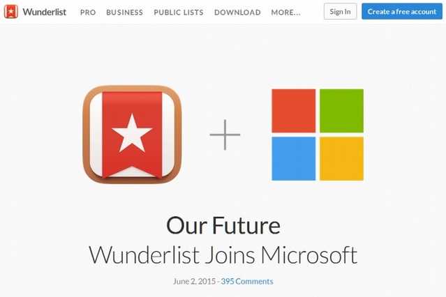 タスク管理「Wunderlist」、マイクロソフト傘下に 画像