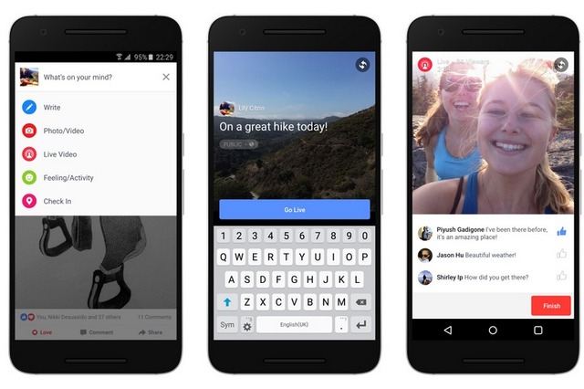 Facebookのライブ動画配信、Android端末からも利用可能に 画像