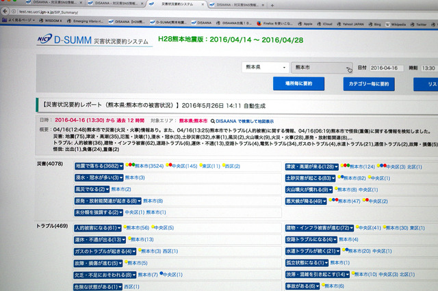 Twitterを被災情報収集ツールとして使う「DISAANA」＆「D-SUMM」 画像