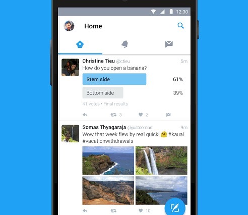 Android版「Twitter」がデザインを大幅刷新、さらに“スルスル”に 画像