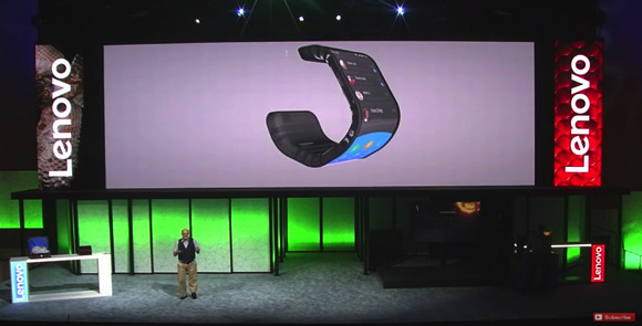 Lenovo、グニャリと折り曲げ可能なスマホやタブレットを披露 画像