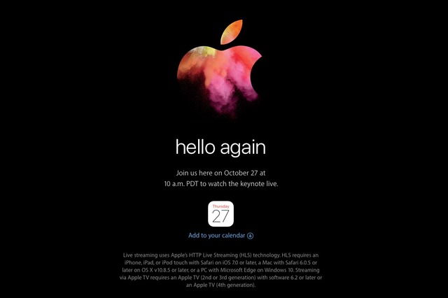 Apple、スペシャルイベント「hello again」を27日に開催すると正式発表 画像