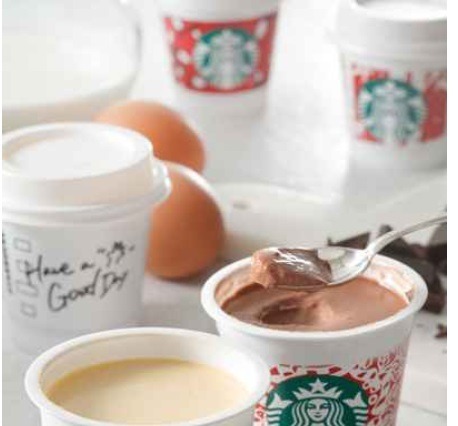 スタバで2種類のプリンが発売！カスタードとチョコレート 画像