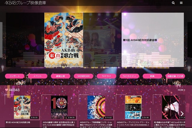 AKB48グループの映像倉庫スタート！定額制で見放題 画像