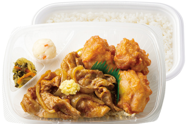 ほっともっと“肉×肉”の新メニュー登場!しょうが焼きやカルビ焼肉にから揚3個プラス 画像