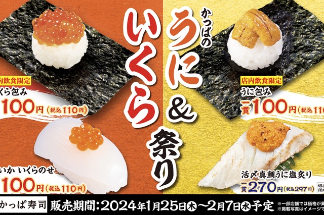 かっぱ寿司、人気フェア「かっぱのうに＆いくら祭り」を今年も開催 画像