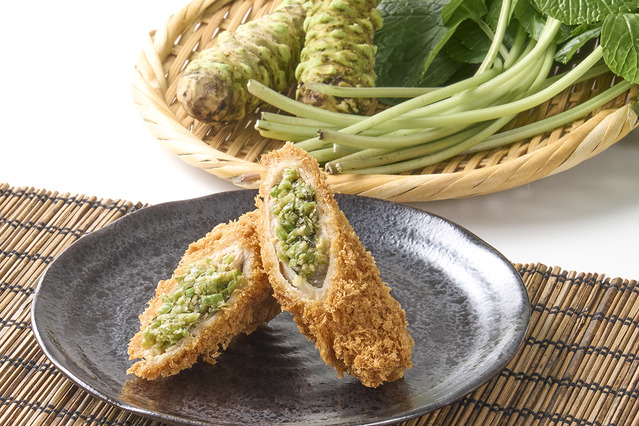 わさびと大葉の風味引き立つ！まい泉、安曇野産茎わさび使用「わさび巻きかつ」を30日より発売 画像