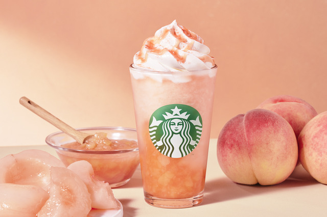スタバ新作「ヘブンリー ピーチ フラペチーノ」8月1日より登場 画像